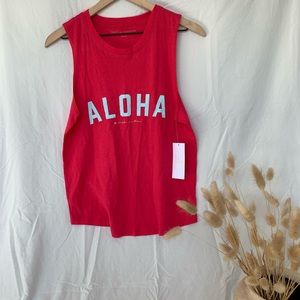 "ALOHA" Spiritual Gangster Red  Muscle Tee